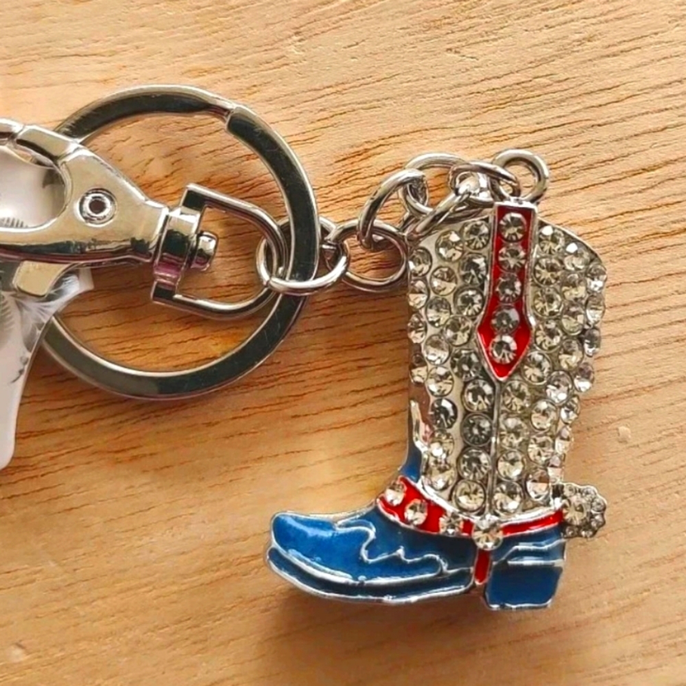Aqua Sparkly Charms Chains Rhinestone Western/ Cowboy, Cowgirl Boot
